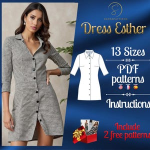 PDF digital sewing pattern for the Esther mini dress | A-line dress pattern | Mini dress pattern | sexy dress pattern | easy dress pattern