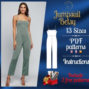 PDF digital sewing pattern for the Betsy Jumpsuit | Straight Jumpsuit pattern | overalls pattern | jumpsuit pdf pattern | Comfy jumpsuit pdf