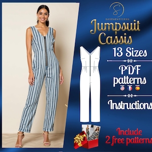 PDF digitales Schnittmuster für den Jumpsuit Cassis | Gerader Overall Schnitt | Latzhose Schnittmuster | Overall pdf Muster |Bequemer Overall pdf