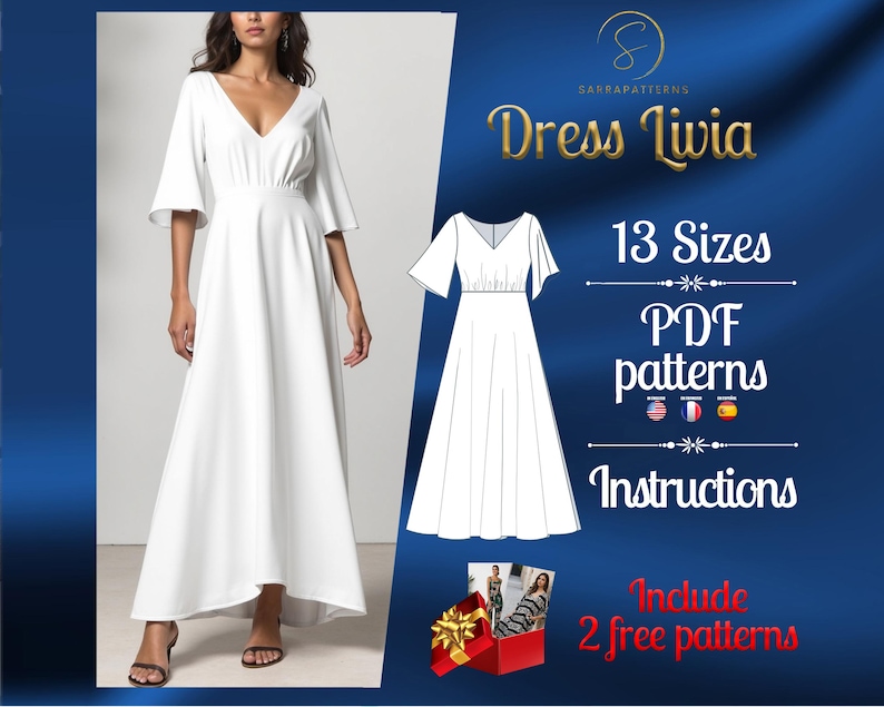 PDF Digital Sewing Pattern Livia Ankle Dress Pattern | Half Circle ...