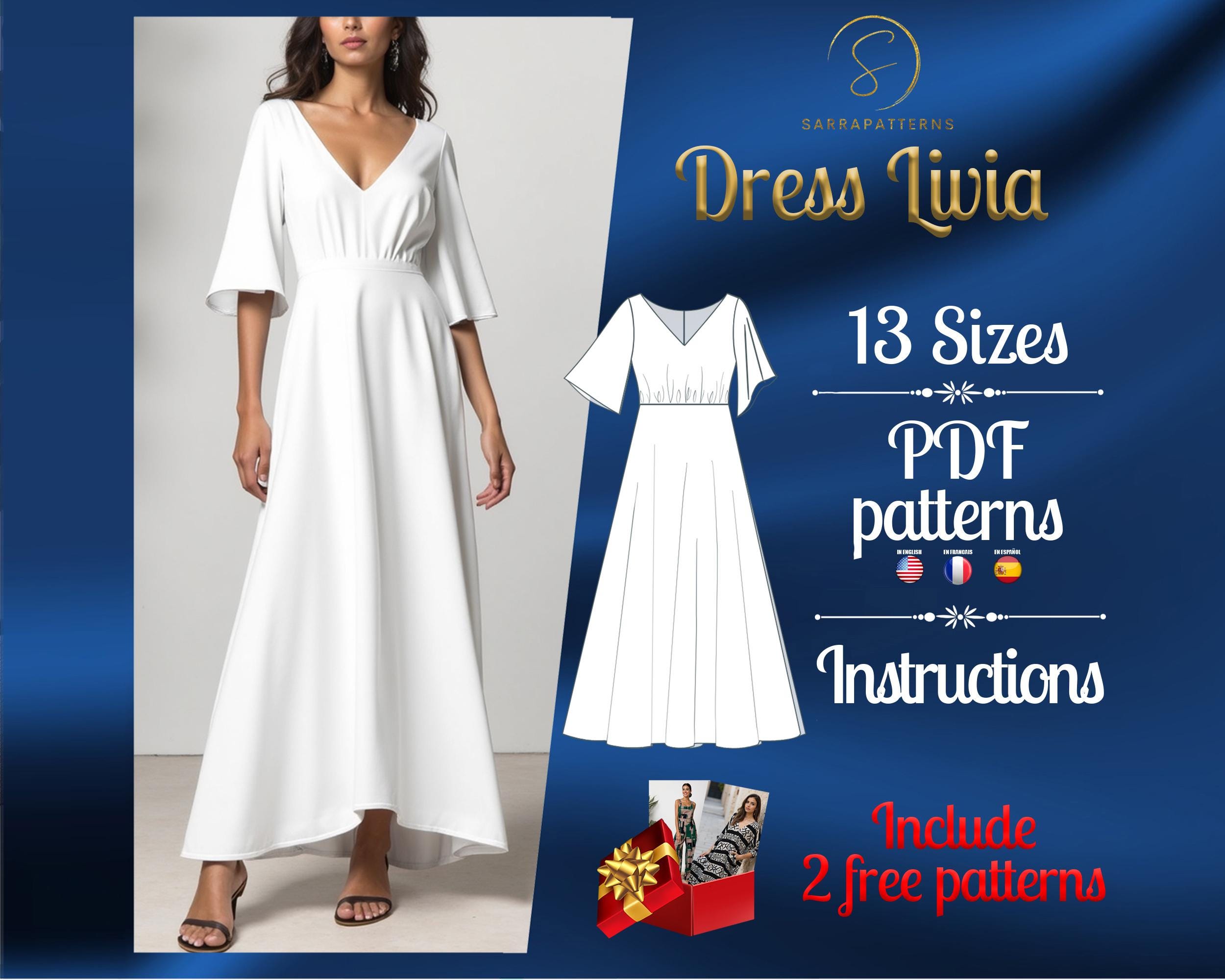 PDF Digital Sewing Pattern Livia Ankle Dress Pattern | Half Circle ...
