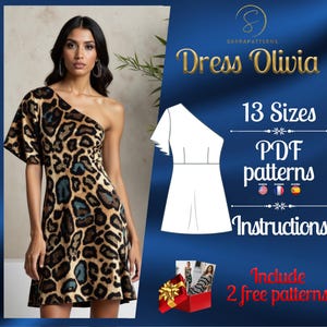 PDF digital sewing pattern for the Olivia mini dress | A-line dress pattern | Mini dress pattern | sexy dress pattern | easy dress pattern