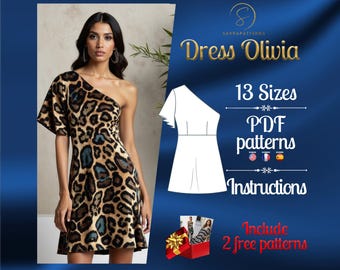 PDF digital sewing pattern for the Olivia mini dress | A-line dress pattern | Mini dress pattern | sexy dress pattern | easy dress pattern