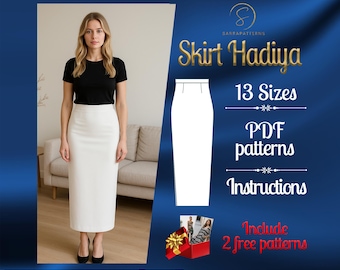 PDF digital sewing pattern for Hadiya skirt | Pencil skirt pattern | Ankle skirt pattern | Indie skirt pattern | Easy skirt pattern