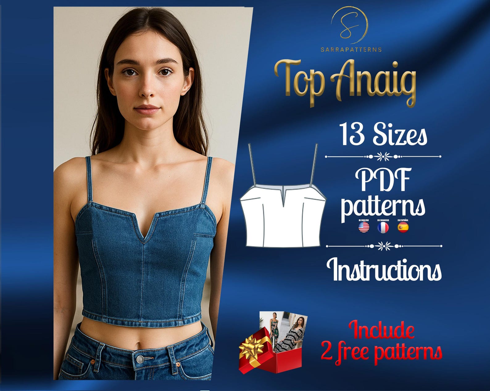 PDF Digital Sewing Pattern for Anaig Top | Crop Top Pattern | Midriff ...