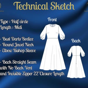 PDF Digital Sewing Pattern for Thais Midi Dress | Half Circle Dress ...