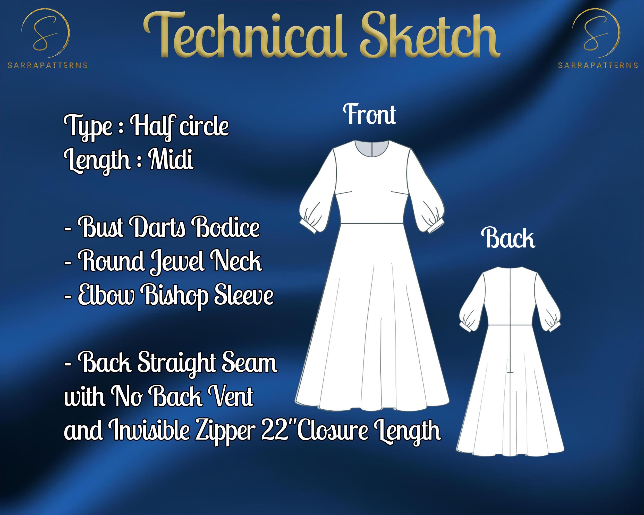 PDF Digital Sewing Pattern for Thais Midi Dress | Half Circle Dress ...