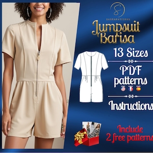 PDF digital sewing pattern for Barisa Jumpsuit | Straight Jumpsuit pattern | overalls pattern | jumpsuit pdf pattern | Mini Jumpsuit pattern