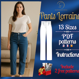 PDF digital sewing pattern for Lorraine Pants | easy pants pattern | Jean  pattern | Denim pants pattern | women pants pattern