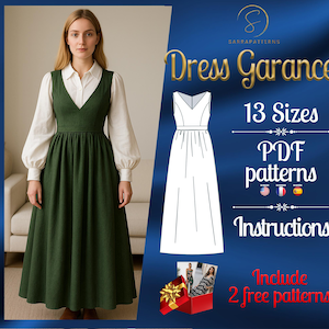 PDF digital sewing pattern Garance dress | Gathered dress pattern | Maxi dress pattern | Medieval dress pattern | Historical Costume pattern