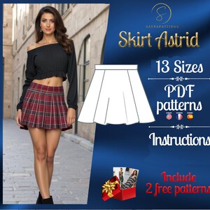 PDF digital sewing pattern for the Astrid Skirt | flared skirt pattern | Micro skirt pattern | Mini skirt pattern | Paneled Skirt pattern