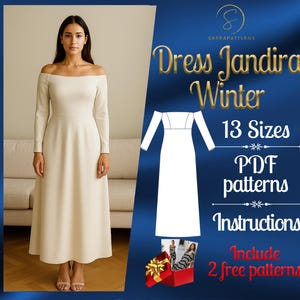 PDF digital sewing pattern for Jandira Winter dress | A-Line dress pattern | Ankle Dress Pattern | Maxi Dress Pattern  | Loose dress pattern