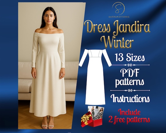 navy blue dress for baby girl PDF Digital Sewing Pattern for Jandira Winter Dress | A-line Dress Pattern  | Ankle Dress Pattern | Maxi Dress Pattern | Loose Dress Pattern
