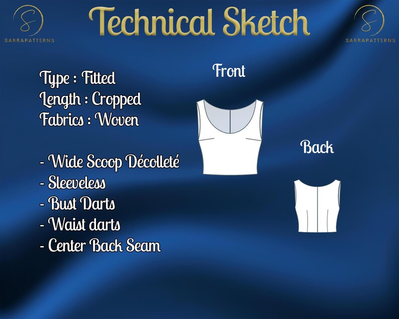 Structured Top Pattern PDF Digital Sewing Pattern Aleksandra Top | Fitted Top Pattern | Crop ...