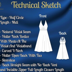 PDF Digital Sewing Pattern for Agathe Midi Dress | Half Circle Dress ...