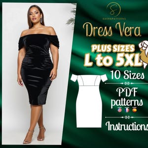 PDF digitales Schnittmuster für Kleid Vera | Übergröße Muster | Bleistift Kleid Schnittmuster | Kniekleid Schnittmuster | Kurvige Schnittmuster