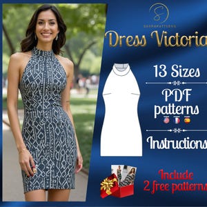 PDF digital sewing pattern  for Victoria mini dress | Straight dress pattern | Mini dress pattern | sexy dress pattern | easy dress pattern