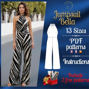 PDF digital sewing pattern for Bella Jumpsuit | Palazzo Jumpsuit pattern | overalls pattern | jumpsuit pdf pattern | loose jumpsuit pattern