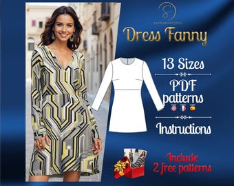 PDF digital sewing pattern for Fanny mini dress | A-line dress pattern | Mini dress pattern | sexy dress pattern | easy dress pattern