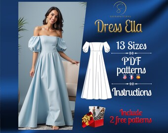 PDF digital sewing pattern Ella Full Length dress | Circle dress pattern | Gown Sewing Pattern | Maxi dress pattern |loose dress pattern