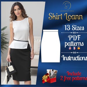 PDF digital sewing pattern for the Loann Skirt | Pencil skirt pattern | Knee skirt pattern | Skirt Sewing Pattern | winter skirt pattern