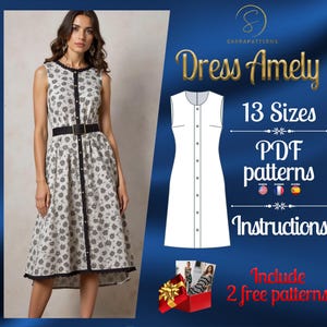 PDF digital sewing pattern for Amely dress | A Line dress pattern | Cottagecore Pattern | Easy dress pattern | Button Dress Pattern