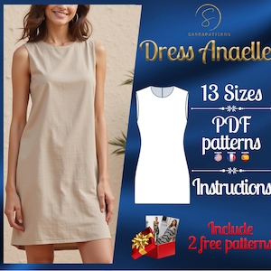 PDF digital sewing pattern for Anaelle dress | Linen Dress pattern | Mini dress pattern | Straight dress pattern | Sexy Dress pattern