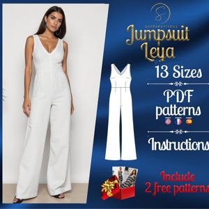 PDF digital sewing pattern the Leya Jumpsuit | Palazzo Jumpsuit pattern | overalls pattern | jumpsuit pdf pattern | loose jumpsuit pattern