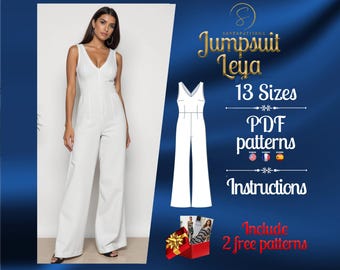 PDF digital sewing pattern the Leya Jumpsuit | Palazzo Jumpsuit pattern | overalls pattern | jumpsuit pdf pattern | loose jumpsuit pattern