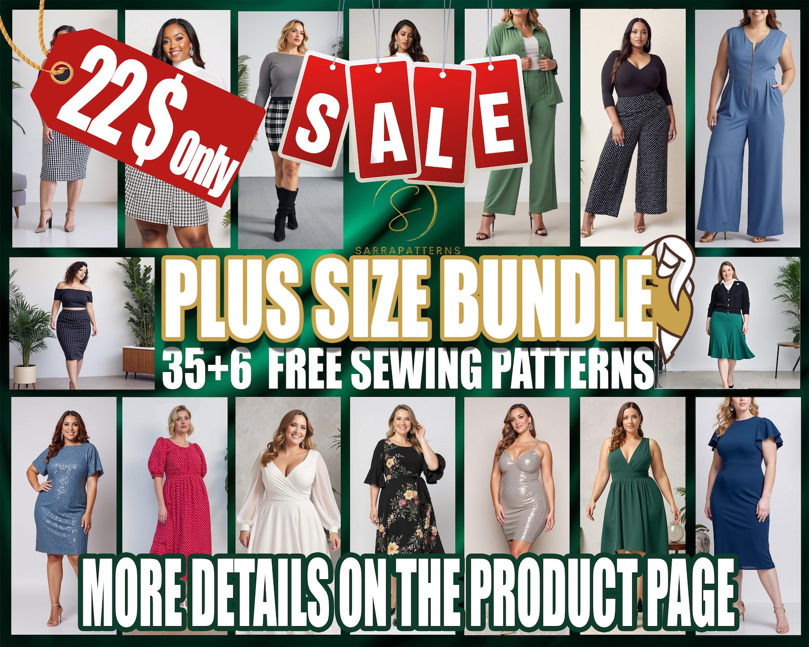 PDF Digital Sewing Pattern for Line Dress | Plus Size Patterns | Circle ...
