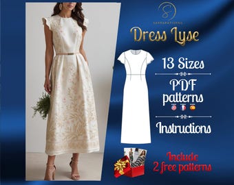 Patrón de costura digital en PDF para el vestido de té Lyse / Patrón de vestido de corte A / Patrón de costura de vestido / Patrón de vestido de té / Patrón de costura en PDF