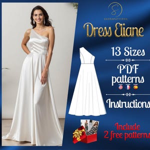 PDF digital sewing pattern for Eliane dress | Circle dress pattern | Asymmetrical dress pattern | Maxi dress pattern  | Gown Sewing Pattern