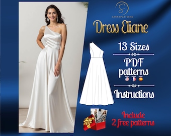 PDF digital sewing pattern for Eliane dress | Circle dress pattern | Asymmetrical dress pattern | Maxi dress pattern  | Gown Sewing Pattern