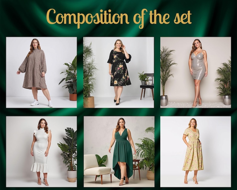 Plus size 40 mönsterpaket | PDF digitalt sömnadsmönster | mönster plus size | kurviga mönster | överdimensionerat mönster | sömnadsmönster pdf bild 6