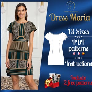 PDF digital sewing pattern for the Maria mini dress | A-line dress pattern | Mini dress pattern | sexy dress pattern | easy dress pattern