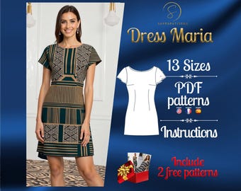 PDF digital sewing pattern for the Maria mini dress | A-line dress pattern | Mini dress pattern | sexy dress pattern | easy dress pattern