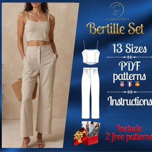 Sewing Pattern for the Linen set Bertille | Linen Top Pattern and Linen Pant Pattern | pdf sewing pattern | Indie sewing | Summer Patterns