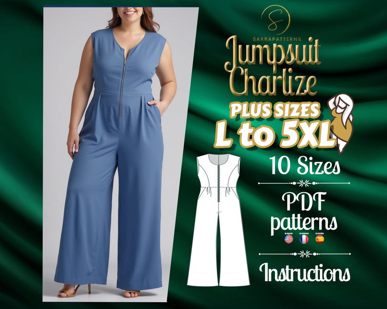 PDF Digital Sewing Pattern for Charlize Jumpsuit | Plus Size Patterns ...