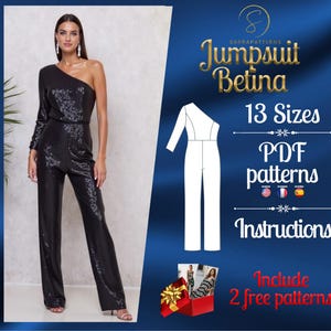 PDF digital sewing pattern for the Bettina Jumpsuit | Straight Jumpsuit pattern | overalls pattern | jumpsuit pdf pattern