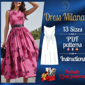 PDF digital sewing pattern for Milana midi dress | Gathered dress pattern | Cottagecore Pattern | midi dress pattern | sewing pattern pdf