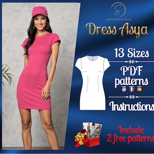PDF digital sewing pattern  Asya mini dress | straight dress pattern | Mini dress pattern | sexy dress pattern | easy dress pattern