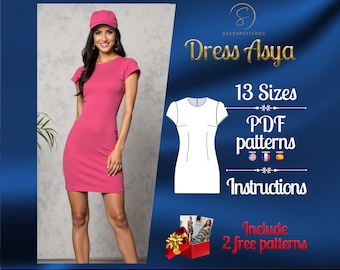 PDF digital sewing pattern  Asya mini dress | straight dress pattern | Mini dress pattern | sexy dress pattern | easy dress pattern