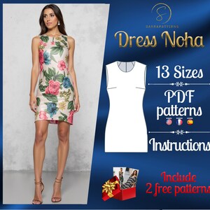 PDF digitales Schnittmuster für das Noha Minikleid | Gerades Kleid Schnitt | Mini Kleid Schnittmuster | sexy Kleid Schnittmuster | Schnittmuster für ein Kleid