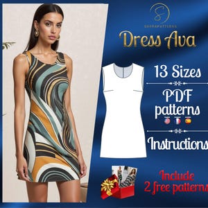 PDF digitales Schnittmuster für das Mini Kleid Ava | Schnittmuster in A- Linie | Mini Kleid Schnittmuster | sexy Kleid Schnittmuster | Schnittmuster für ein Kleid