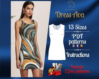 PDF digitales Schnittmuster für das Mini Kleid Ava | Schnittmuster in A- Linie | Mini Kleid Schnittmuster | sexy Kleid Schnittmuster | Schnittmuster für ein Kleid