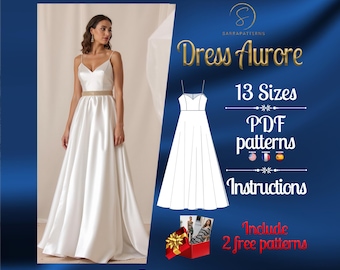 PDF digital sewing pattern for Aurore dress | Circle dress pattern | straps dress pattern | loose dress pattern | Gown Sewing Pattern