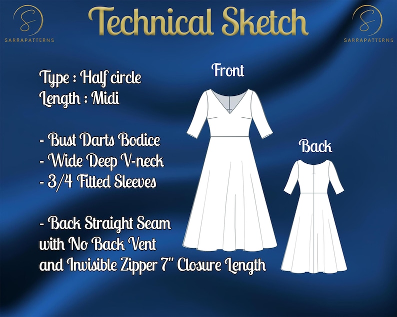 PDF Digital Sewing Pattern Joana Dress | Half Circle Dress Pattern ...