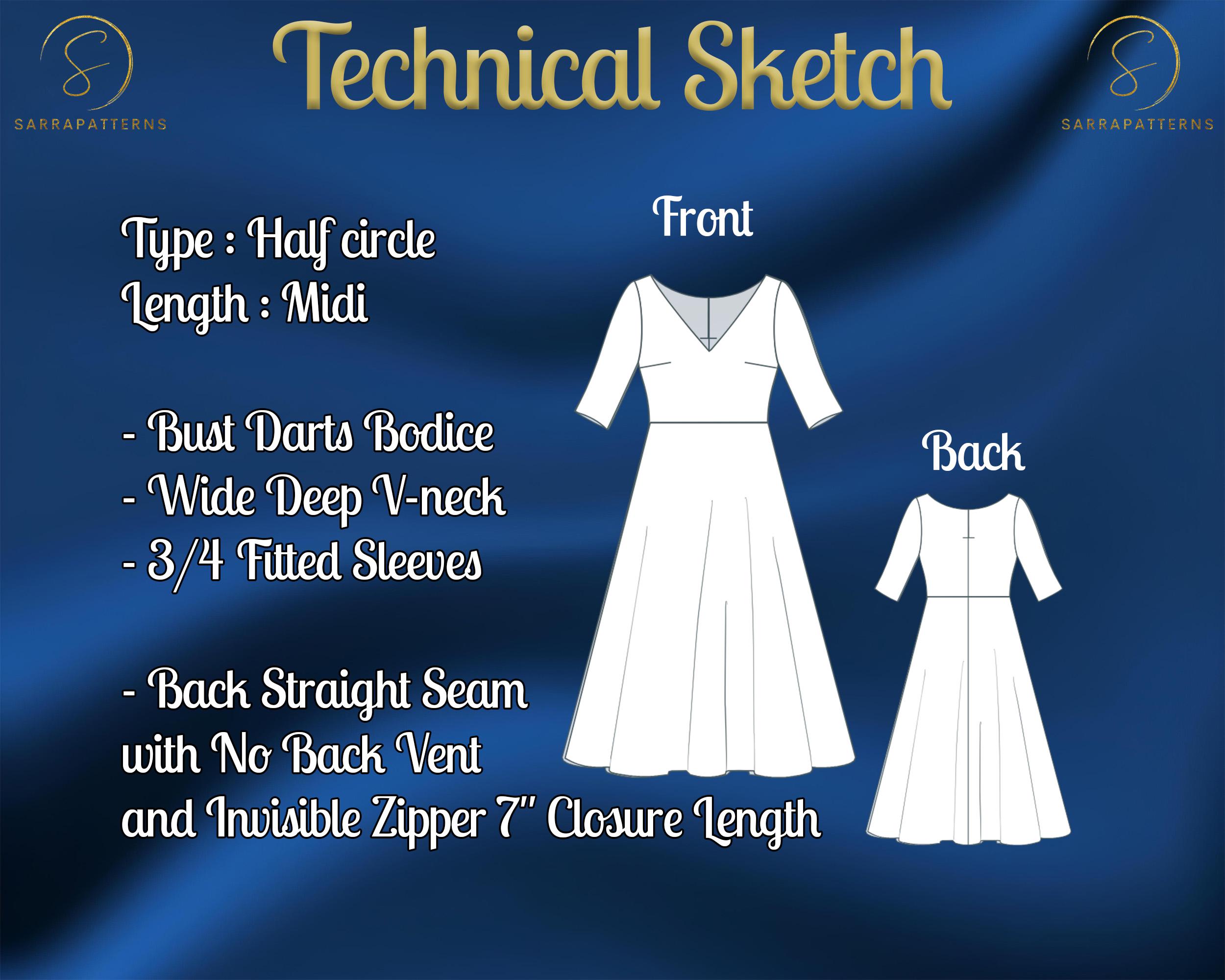 PDF Digital Sewing Pattern Joana Dress | Half Circle Dress Pattern ...