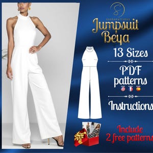PDF digital sewing pattern for Beya Jumpsuit | Palazzo Jumpsuit pattern | overalls pattern | jumpsuit pdf pattern | loose jumpsuit pattern