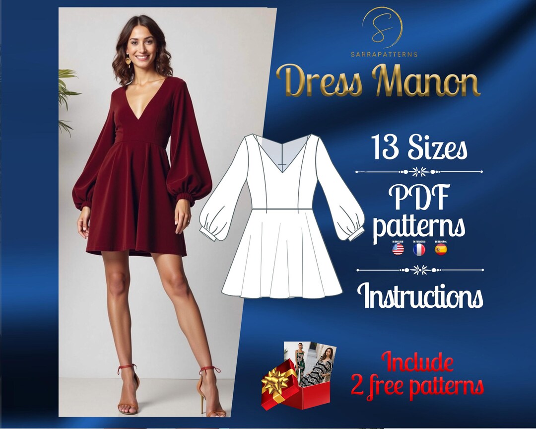 PDF Digital Sewing Pattern for the Manon Dress | Half Circle Dress ...